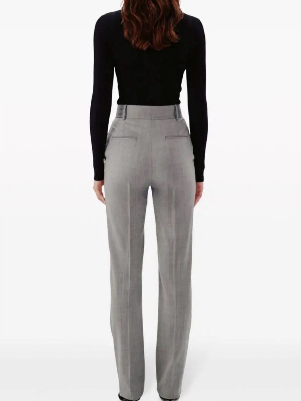 NWT Another Tomorrow straight leg pants Trouser gray size 40 (US 4) high waisted - Picture 5 of 6